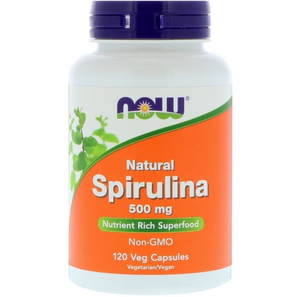 Now Foods, Natural Spirulina, 500 mg, 120 капсул