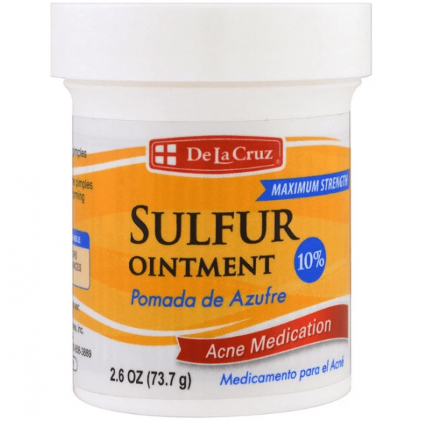 Серная мазь , De La Cruz, Sulfur Ointment, Acne Medication, Maximum Strength, 73,7 г