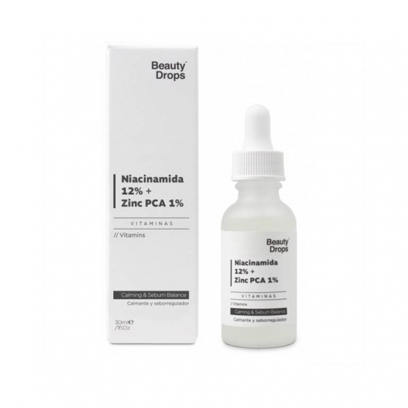 Serum cu niacinamide - Beauty Drops, Niacinamide 12% + Zinc PCA 1%, 30ml