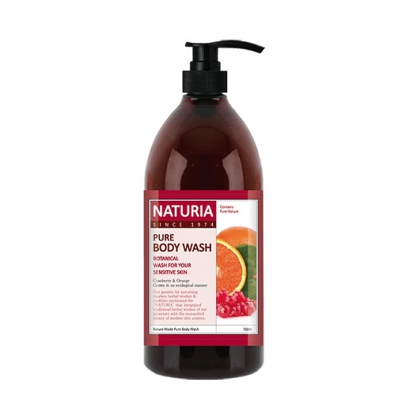 Gel de duș cu aromă de portocală , Naturia, Pure Body Wash Cranberry & Orange, 750 ml