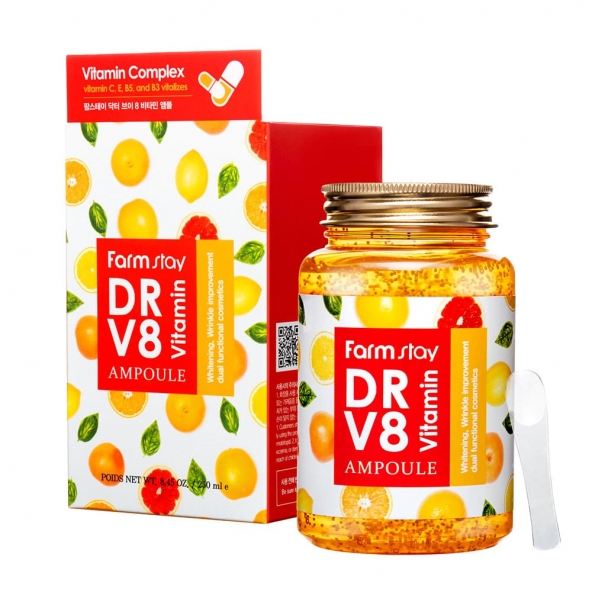 многофункциональная витаминная сыворотка-FarmStay, DR-V8 Vitamin Ampoule, 250мл