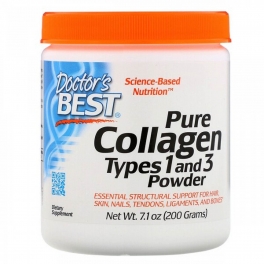  Коллагеновый порошок,  Doctors Best, Pure Collagen Types 1 and 3 Powder, 200 g