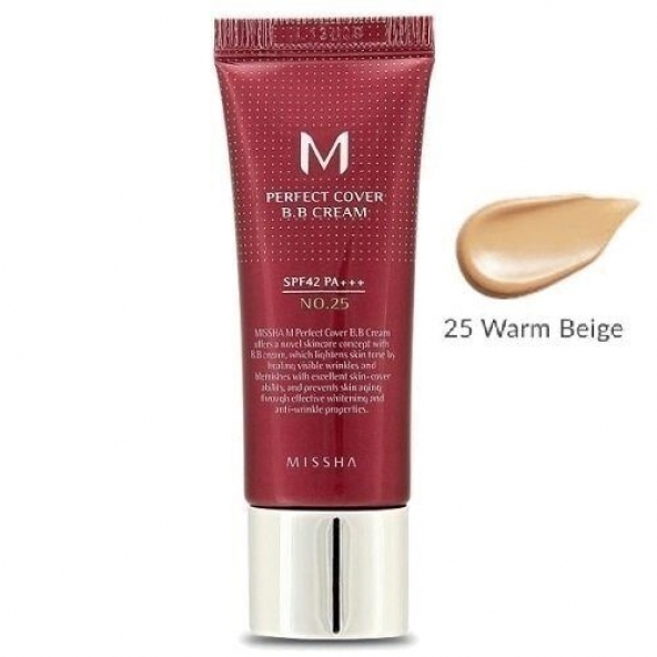 Missha, M Perfect Cover BB Cream №25 Warm Beige SPF42 PA+++, 20ml