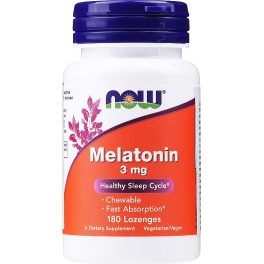 Now Foods, мелатонин, 3 мг, 180 растительных капсул