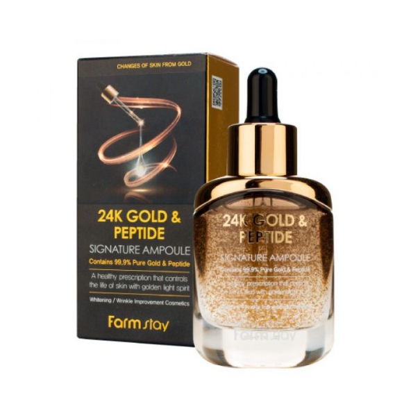 Сыворотка для лица-FarmStay, 24K Gold & Peptide Signature Ampoule, 35мл