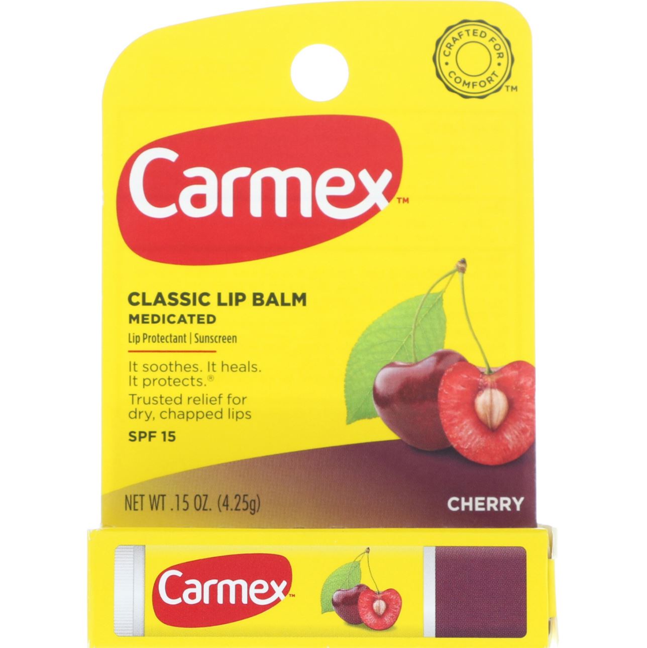Бальзам для губ с ароматом вишни, Carmex, Daily Care Fresh Cherry Lip Balm, SPF 15 4.25гр