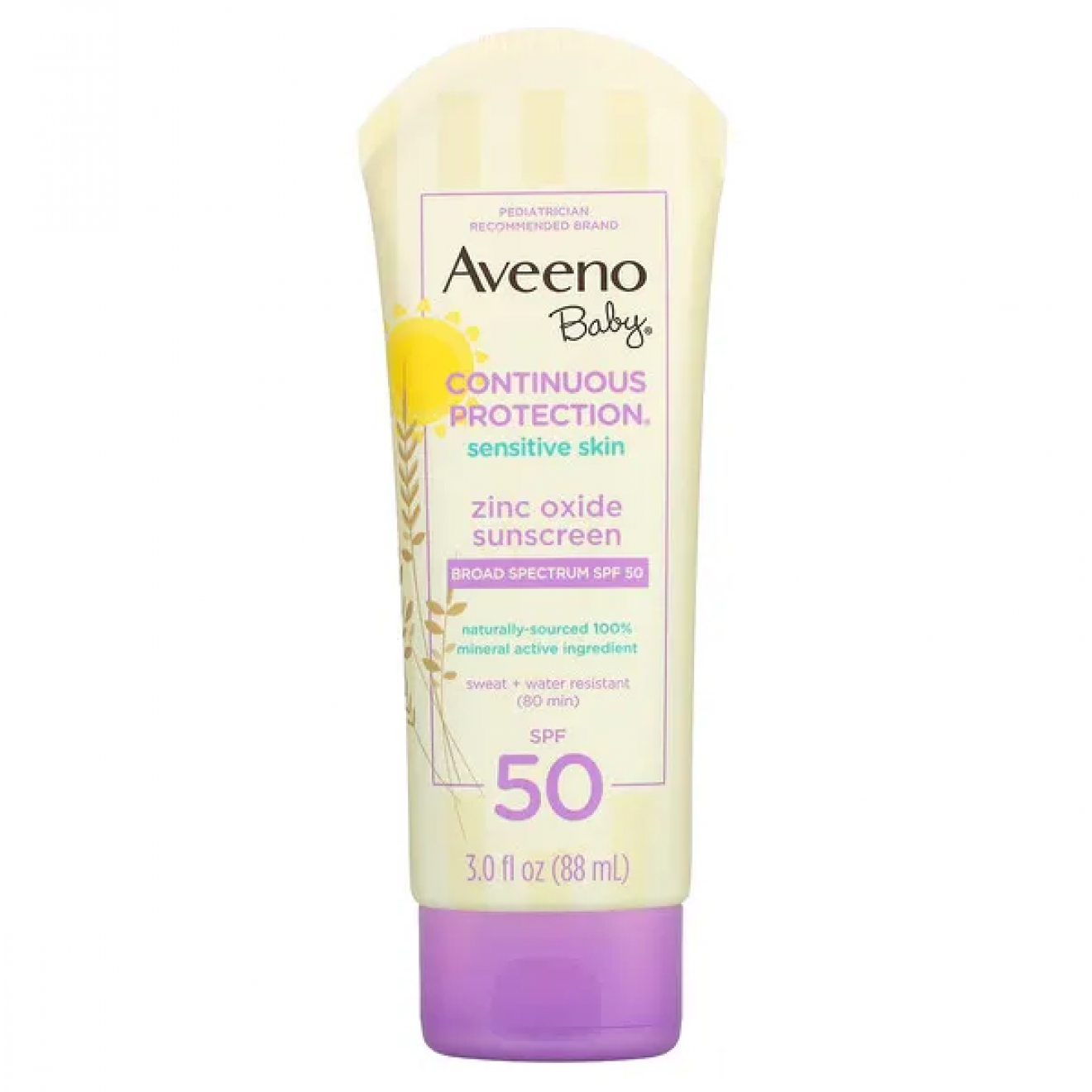 Protecție solara  pentru copii - Aveeno, Baby, Zinc Oxide Sunscreen, SPF 50, 88 ml