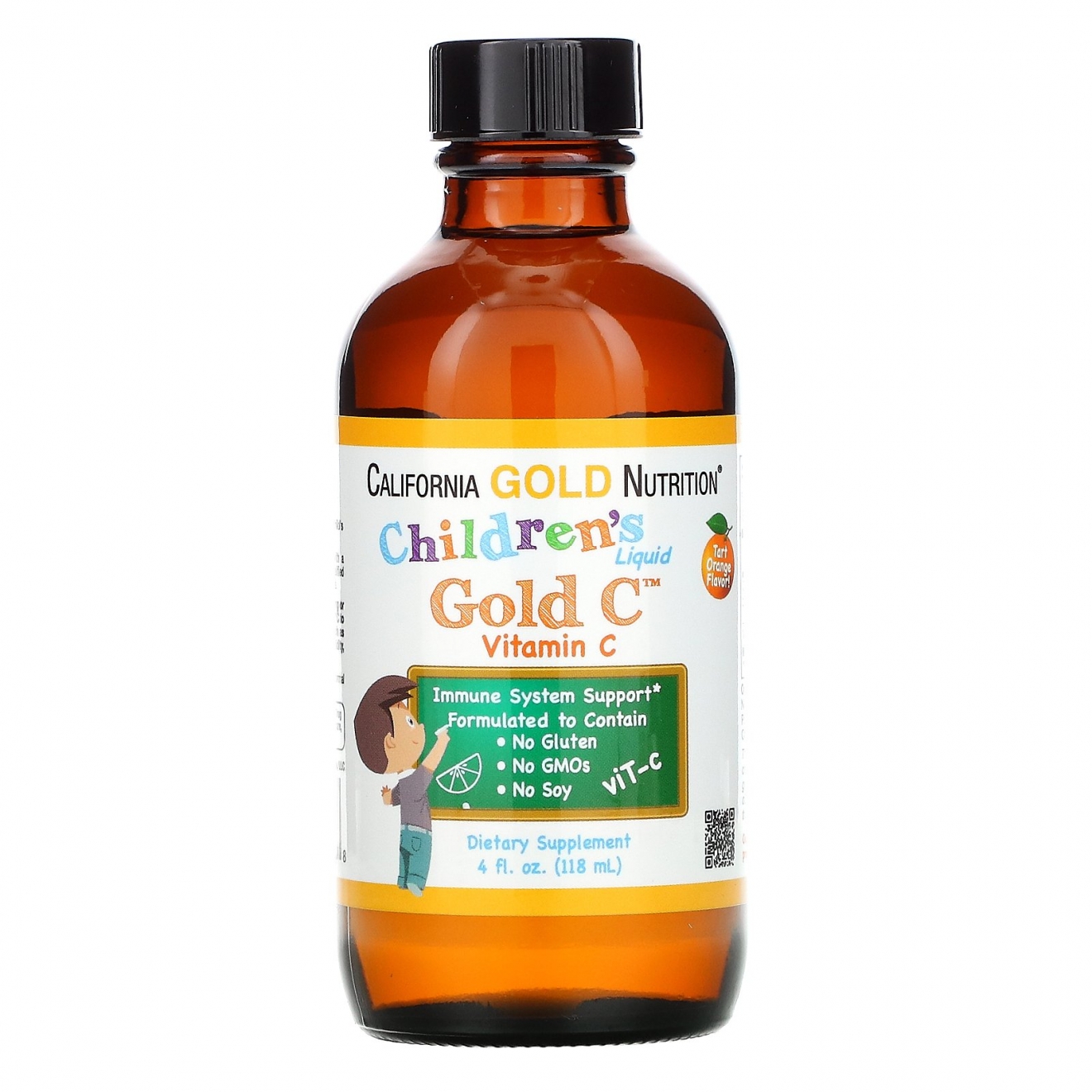  Vitamina C lichidă pentru copii,California Gold Nutrition, Children’s Liquid Gold Vitamin C, USP Grade, Tart Orange Flavor
