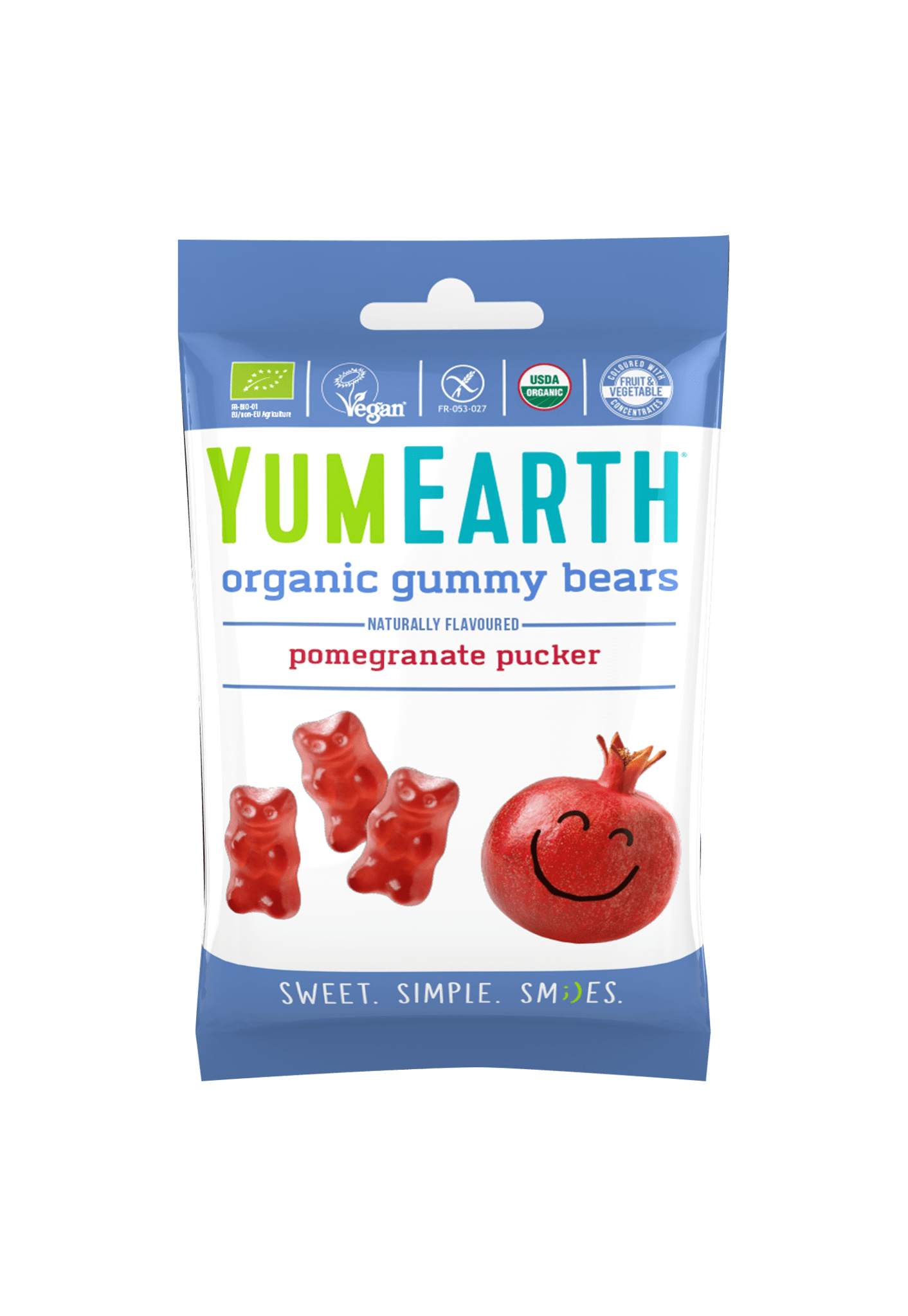 YumEarth, Organic Gummy Bears, Pomegranate Pucker, 50g
