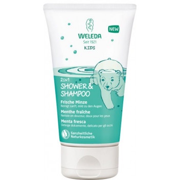  Șampon  pentru copii  Weleda, Șampon și gel de duș 2 în 1 pentru copii, cu mentă 150ml