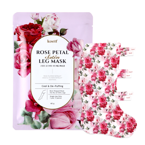 Маска-носочки для пяток Koelf, Rose Petal Satin Leg Mask, 40g