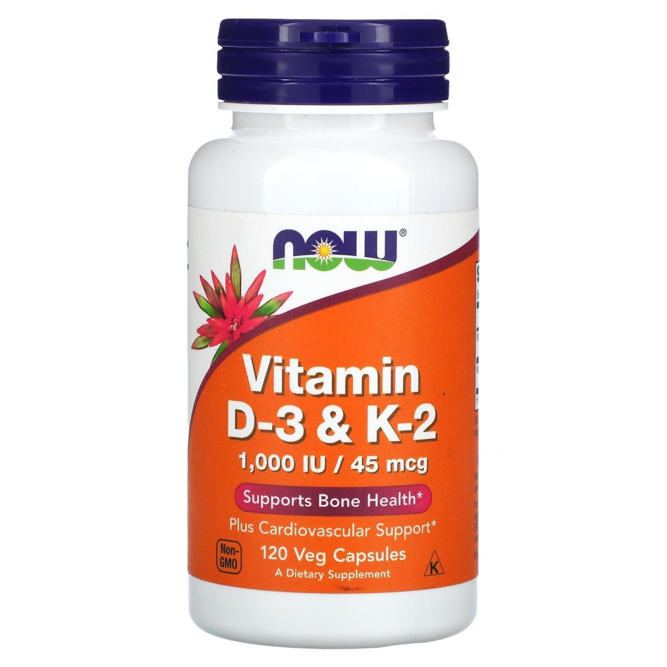 Now Foods, Vitamin D-3 & K-2, 120 Veg Capsule