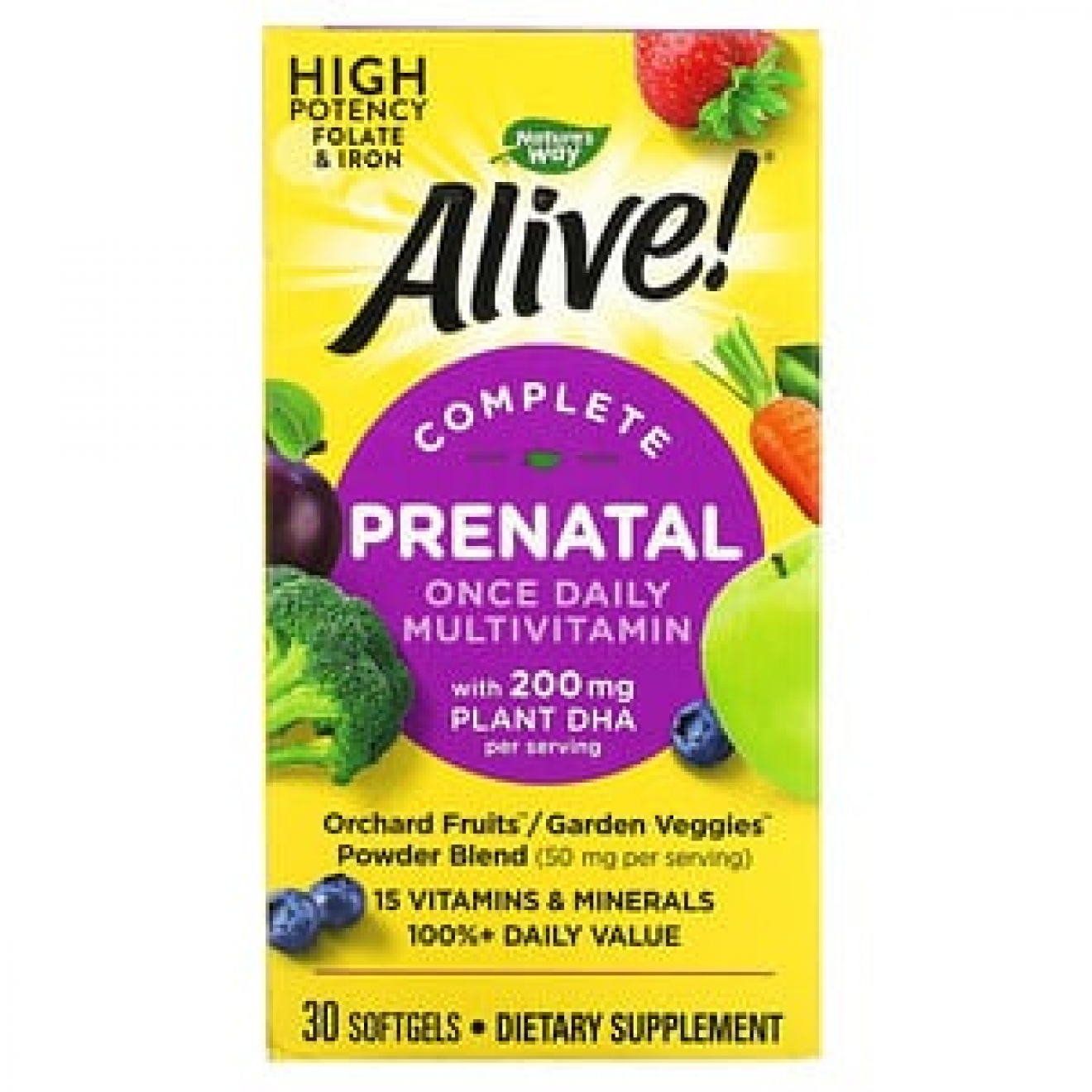 Natures Way, Alive! Complete Prenatal Once Daily Multivitamin, 30 Softgels