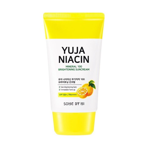 Crema cu protectie solara Some By Mi, Yuja Niacin, Mineral 100 Brightening Sunscreen SPF50+ PA++++, 50 ml