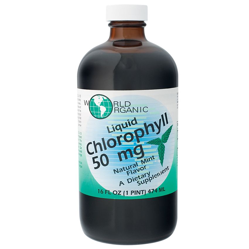 World Organic, Liquid Chlorophyll, Natural Mint Flavor, 50 mg, 474 ml