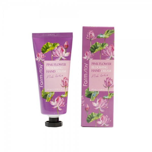 Crema de mâini -FarmStay, Pink Flower Blooming Hand Cream Pink Lotus, 100 ml