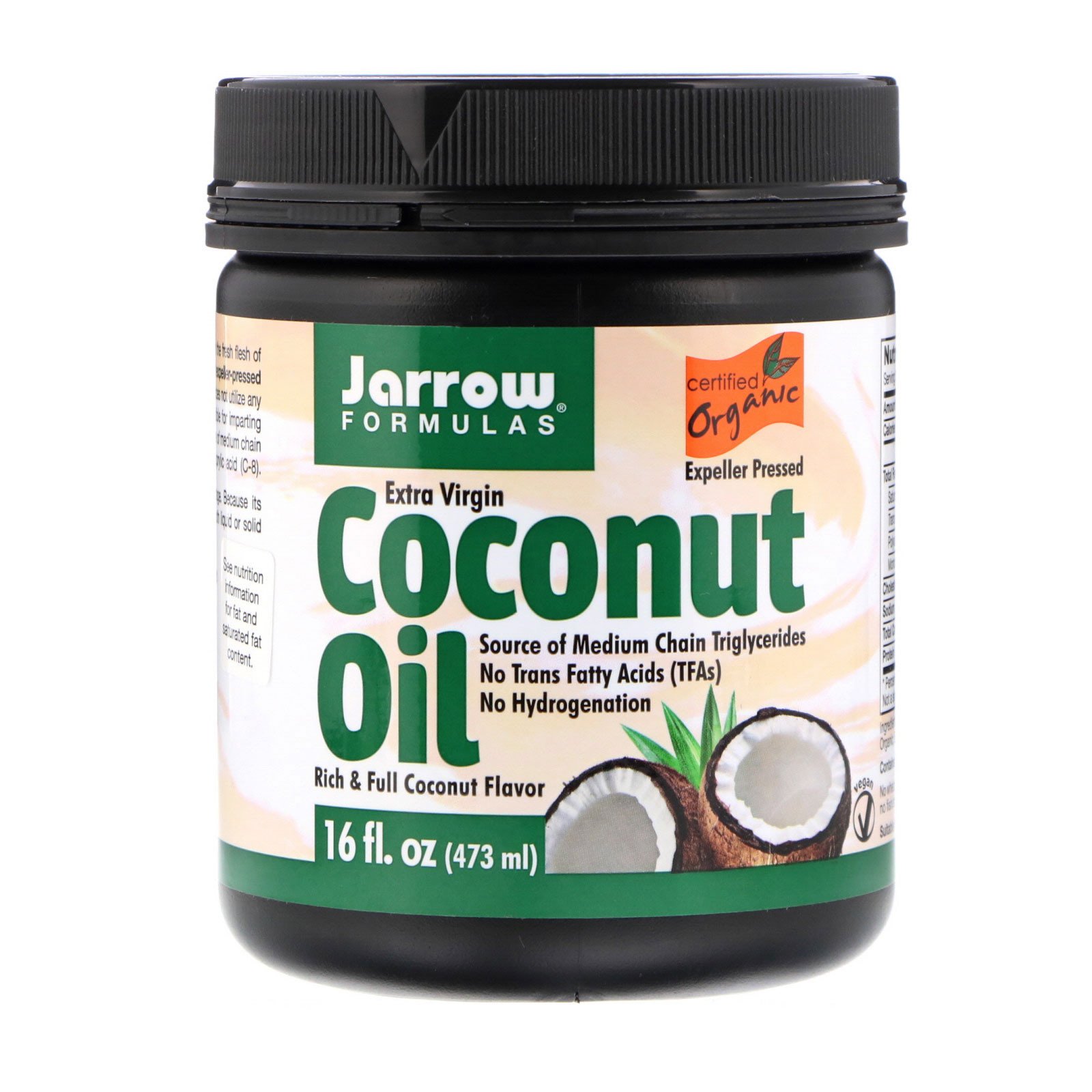 Jarrow Formulas, Extra Virgin Coconut Oil, 473 gJarrow Formulas, органическое кокосовое масло холодного отжима, отжатое шнековым прессом, 473 мл