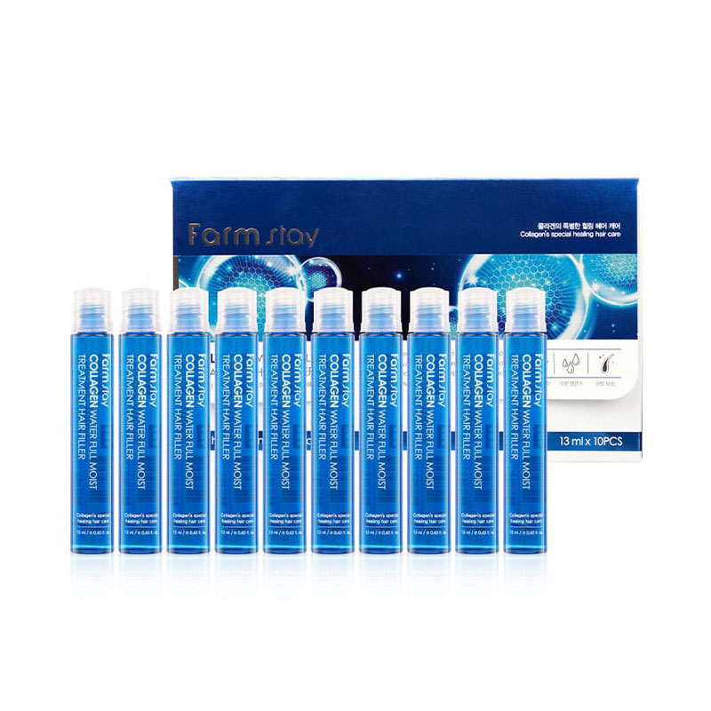 Filler pentru par-FarmStay, Collagen Water Full Moist Treatment Hair Filler, 10b x 13ml