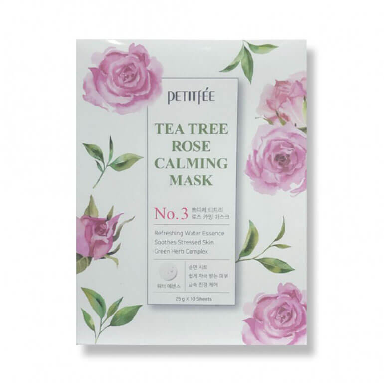 Mască facială din pânză , Petitfee, Tea Tree Rose Calming Mask Pack, 25 ml
