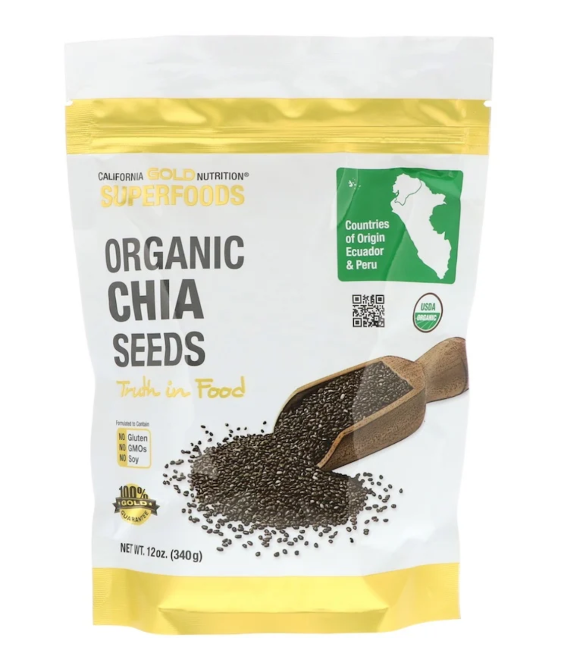 California Gold Nutrition, Superfoods, Organic Chia Seeds, 340 g