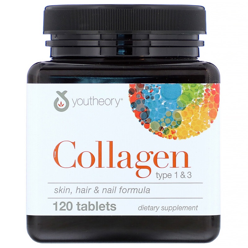 Youtheory, Collagen, Type 1 & 3, 120 comprimate