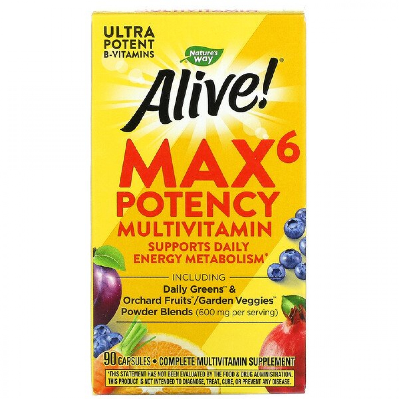 Витамины Natures Way, Alive! Max6 Potency Multivitamin, 90 Capsules 