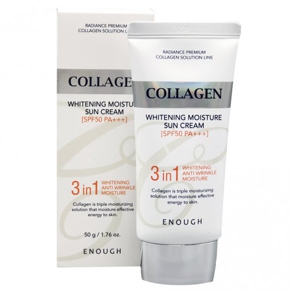 Cолнцезащитный крем -Enough, Collagen 3in1 Whitening Moisture Sun Cream SPF50 PA+++, 50g