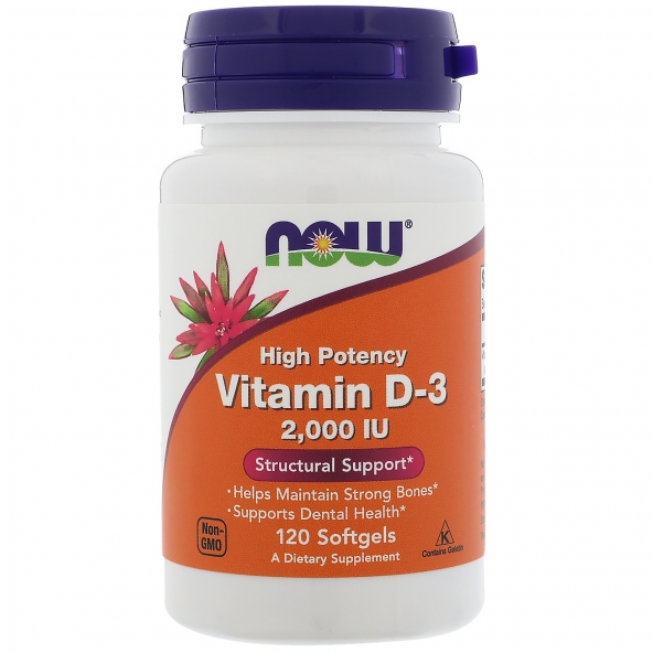 Now Foods, Vitamin D-3 High Potency, 2000 IU, 120 capsule