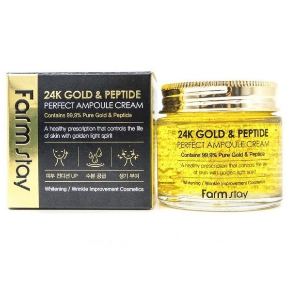 FARMSTAY 24K Gold & Peptide Perfect Ampoule Cream, 80 ml