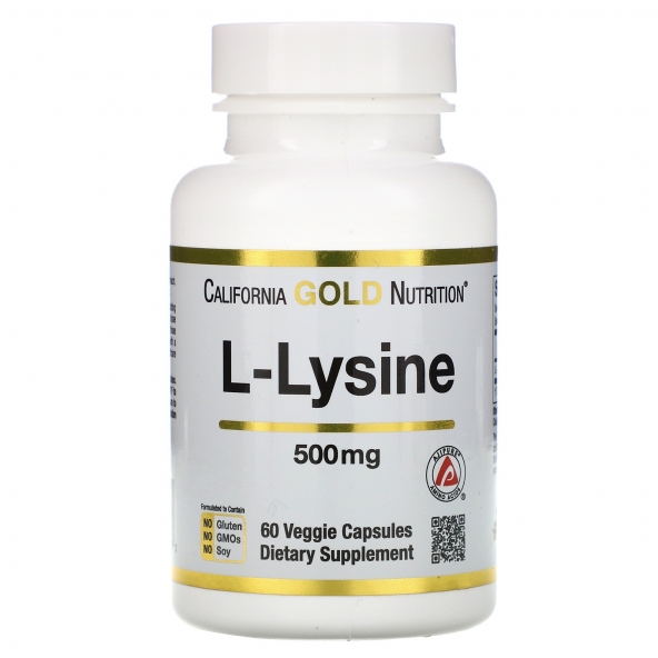 California Gold Nutrition, L-Lysine, 500 mg, 60 Veggie Capsules