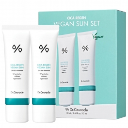 Солнцезащитный крем - Dr.Ceuracle, Cica Regen Vegan Sun SPF50+ PA++++, Duo Set