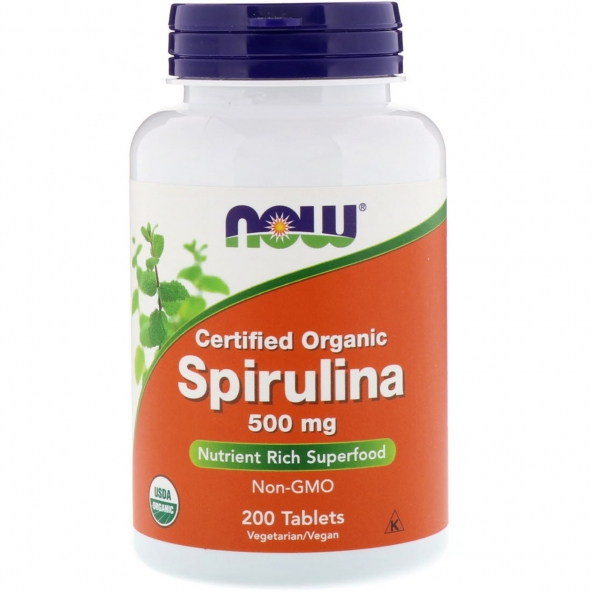 Now Foods, Certified Organic Spirulina, 500 mg, 180 таблеток