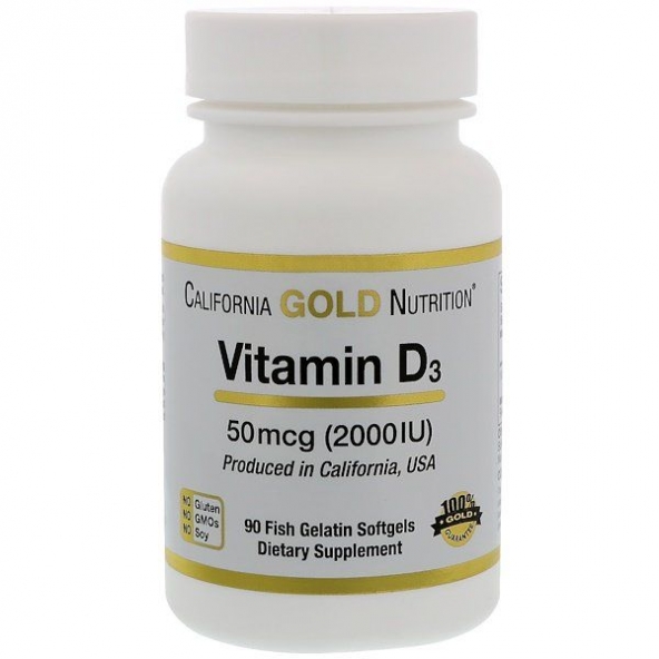 California Gold Nutrition, Vitamin D-3, 50 mcg (2,000 IU), 90 Fish Gelatin Softgels