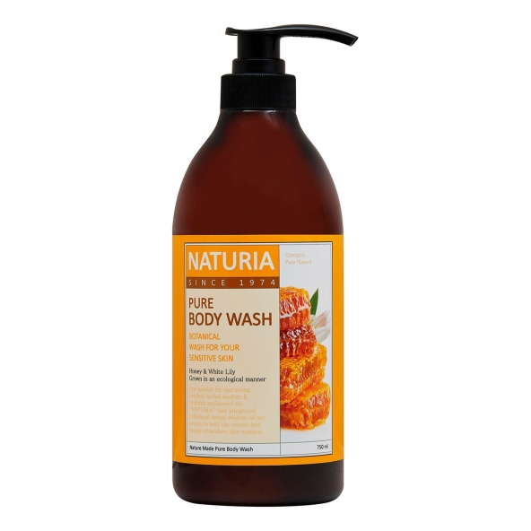 Gel de duș ce are la bază mierea , Naturia, Pure Body Wash Honey & Lily, 750 ml