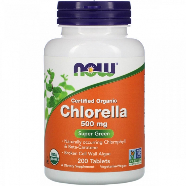 Now Foods, Certified Organic Chlorella, 500 mg, 200 таблеток