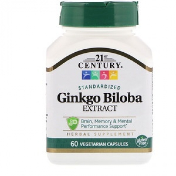 21st Century, Ginkgo Biloba Extract, Standardized, 60 Vegetarian Capsules