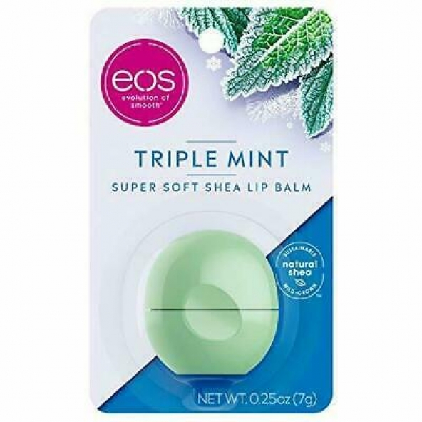 Balsamul de buze-Eos, Super Soft Shea Lip Balm, Triple Mint, 7 g