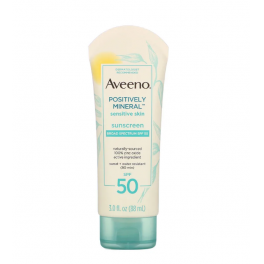 Cremă solară  - Aveeno, Positively Mineral Sensitive Skin, Sunscreen, SPF 50, 88 ml