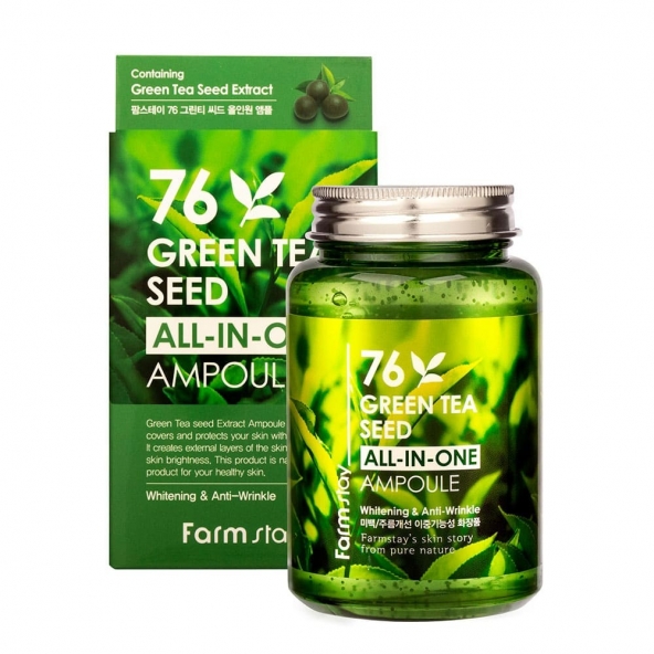 многофункциональная сывороточная ампула-FarmStay, Green Tea Seed All-In-One Ampoule, 250 ml