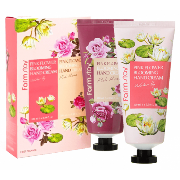 Crema pentru miini-FarmStay, Pink Flower Blooming Hand Cream, 2Set X100ml