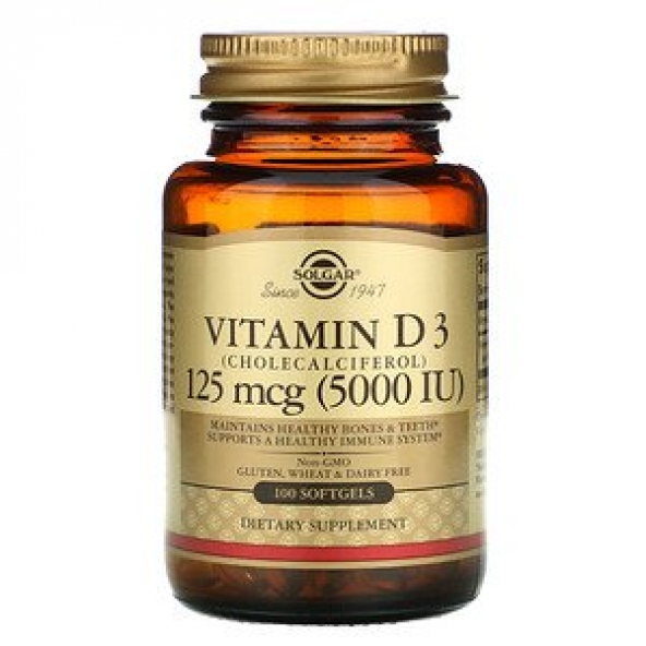 Solgar, Vitamin D3 (Cholecalciferol), 125 mcg, 5,000 IU, 100 Capsule