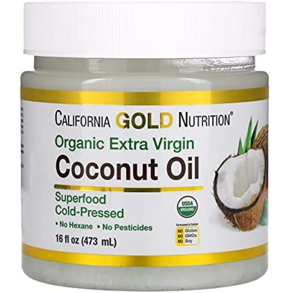 Ulei de cocos presat la rece, California Gold Nutrition, Organic Virgin Coconut Oil, 473 ml