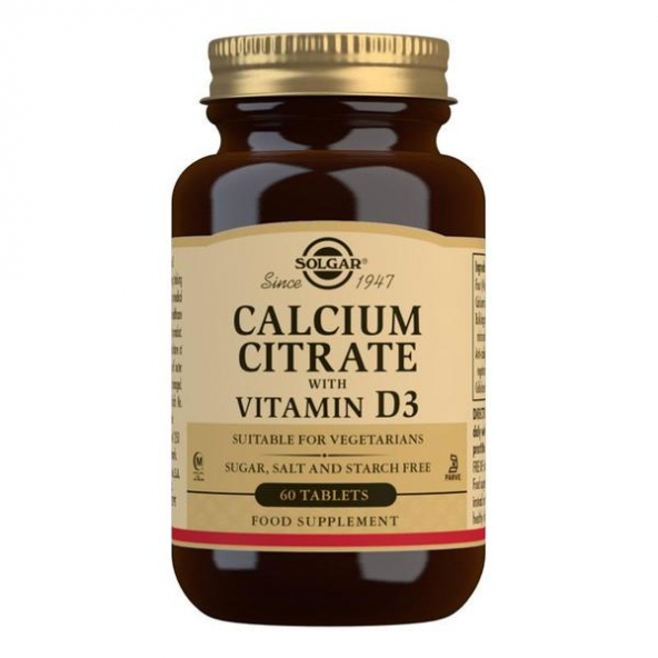 Solgar, Calcium Citrate with Vitamin D3, 60 tab