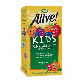 Natures Way, Alive! Kid’s Chewable Multivitamin, Orange & Berry, 120 Chewable Tablets