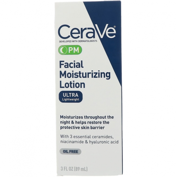 Loțiunea facială hidratantă de noapte, Cerave, PM Facial Moisturizing Lotion, 89 ml