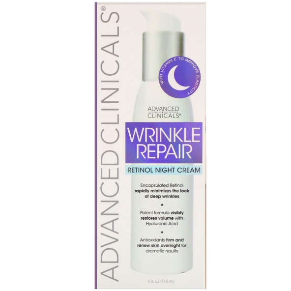 Advanced Clinicals, Wrinkle Repair, Retinol Night Cream, 118 ml